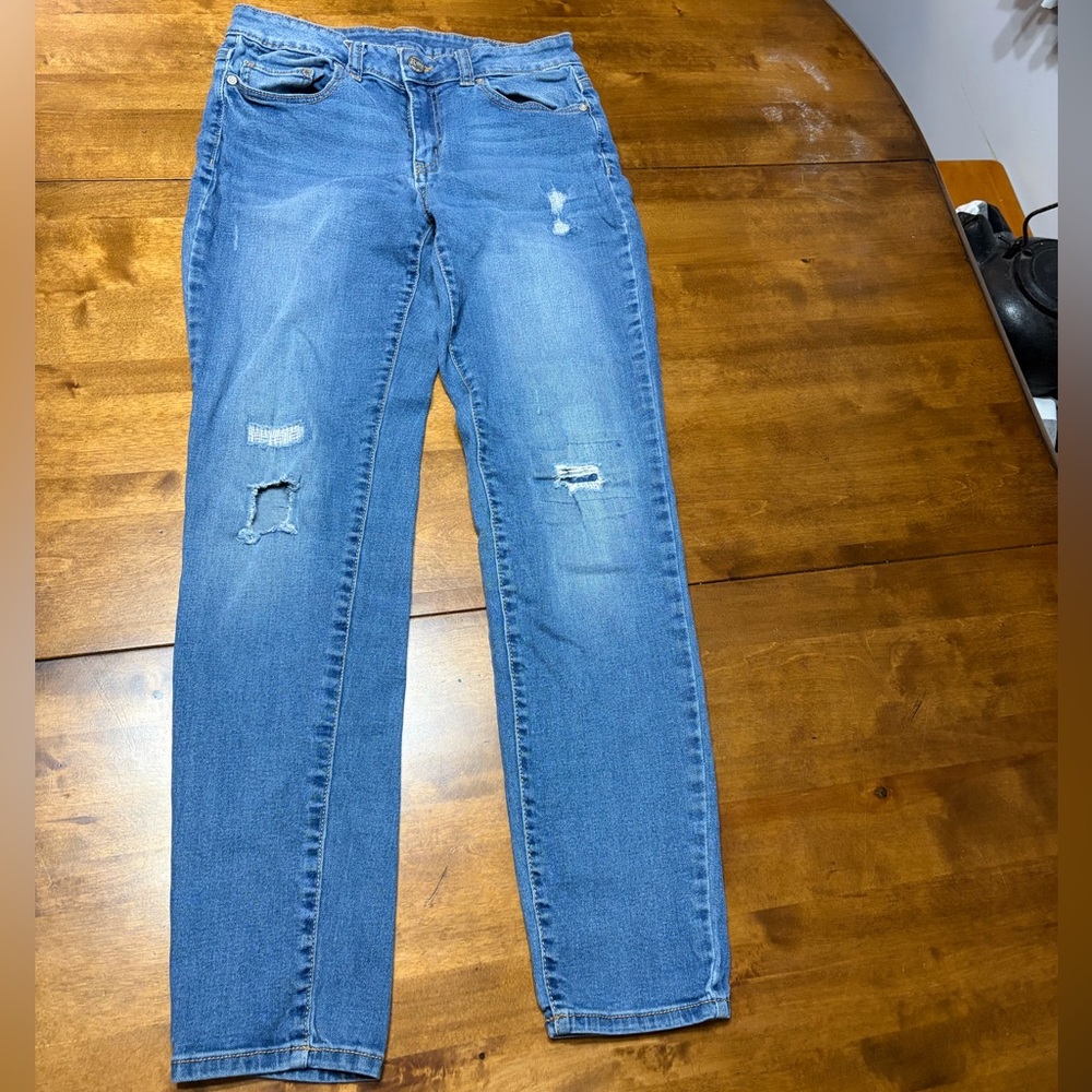 Blue Distressed Skinny Jeans